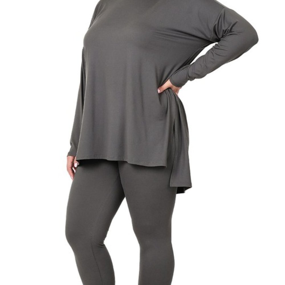 PLUS BRUSHED DTY MICROFIBER LOUNGEWEAR SET